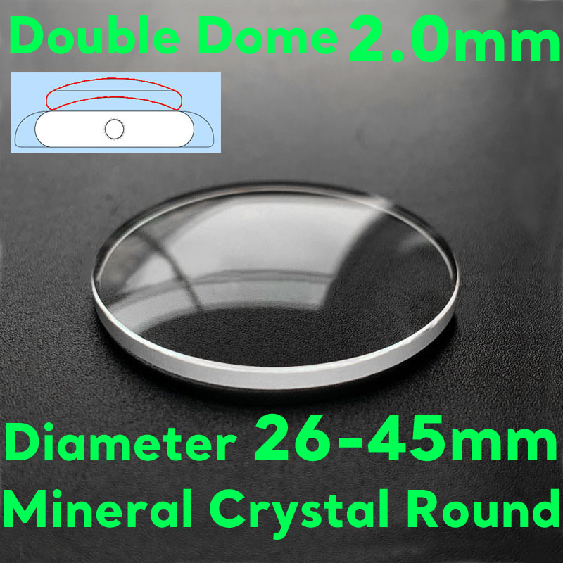 Watch Crystal Replacement - Doppelte Kuppel, 2,0 mm dick, Mineral-Uhrenglas,