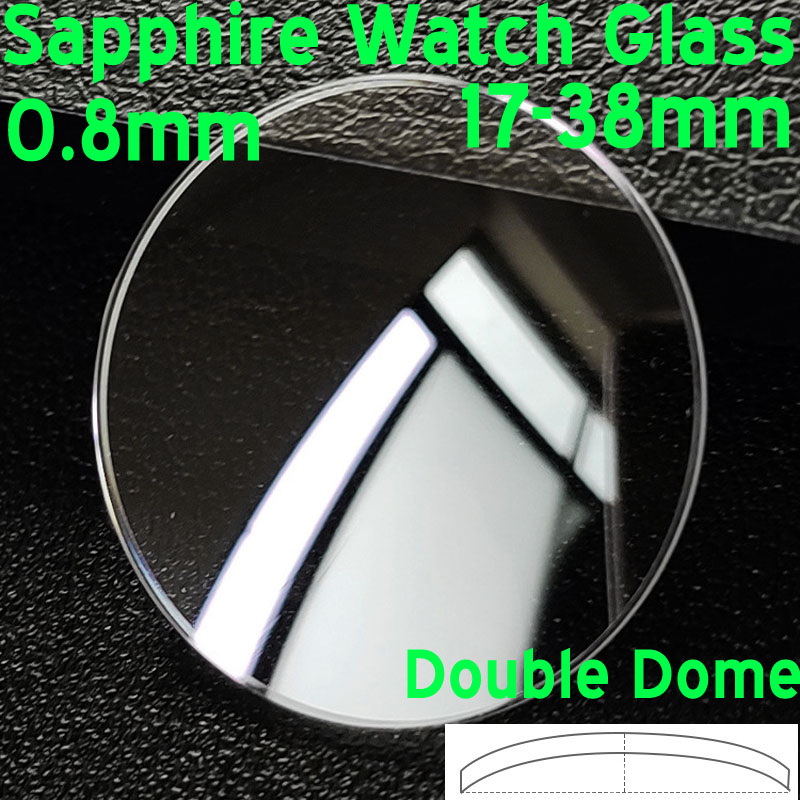 Watch Crystal Replacement - Saphir-Doppelkuppel-Uhrenglas 0,8 mm dick 17-38 mm