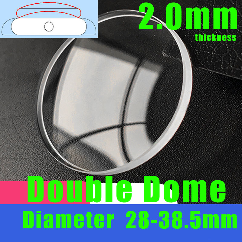 Watch Crystal Replacement - Doppelkuppel, 2,0 mm, runder Uhrenkristall, 28